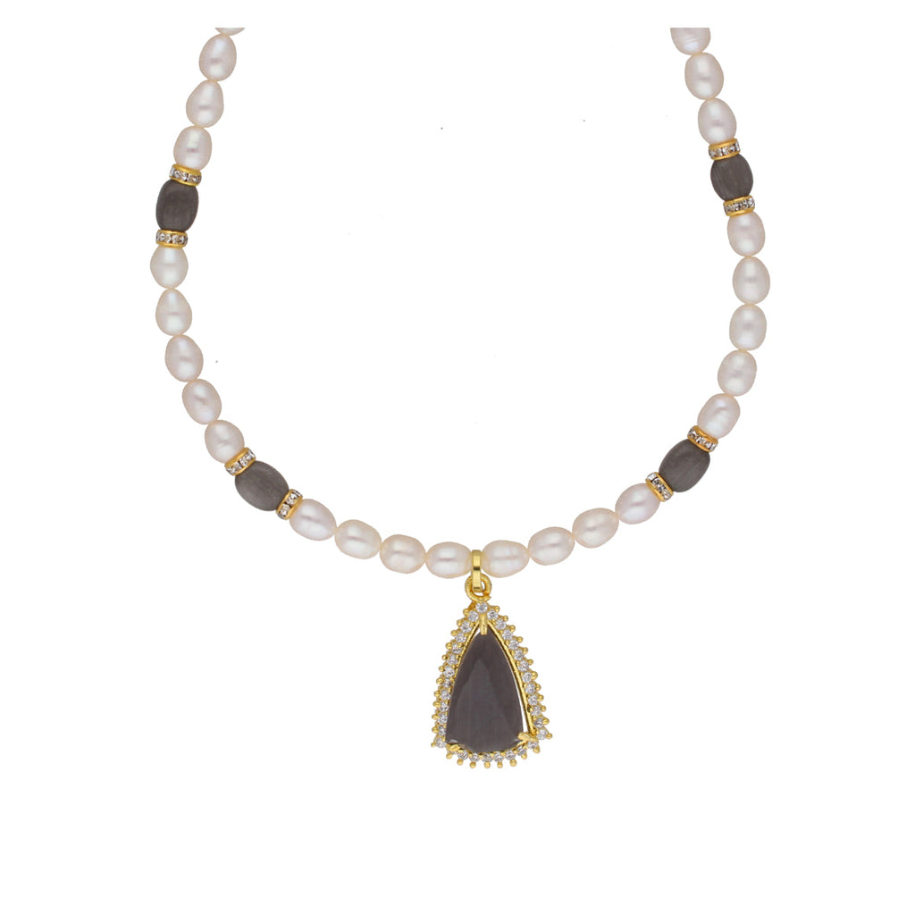 J Pearls Riya 1 Line Oval Pearl Set - Real Pearl Jewelry | Grab2Buy