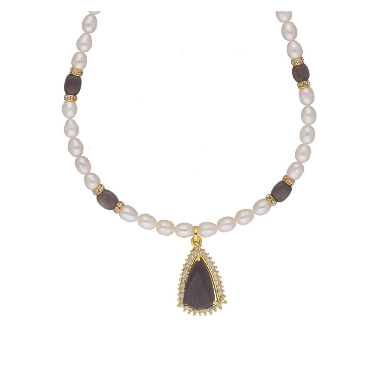 J Pearls Riya 1 Line Oval Pearl Set - Real Pearl Jewelry | Grab2Buy