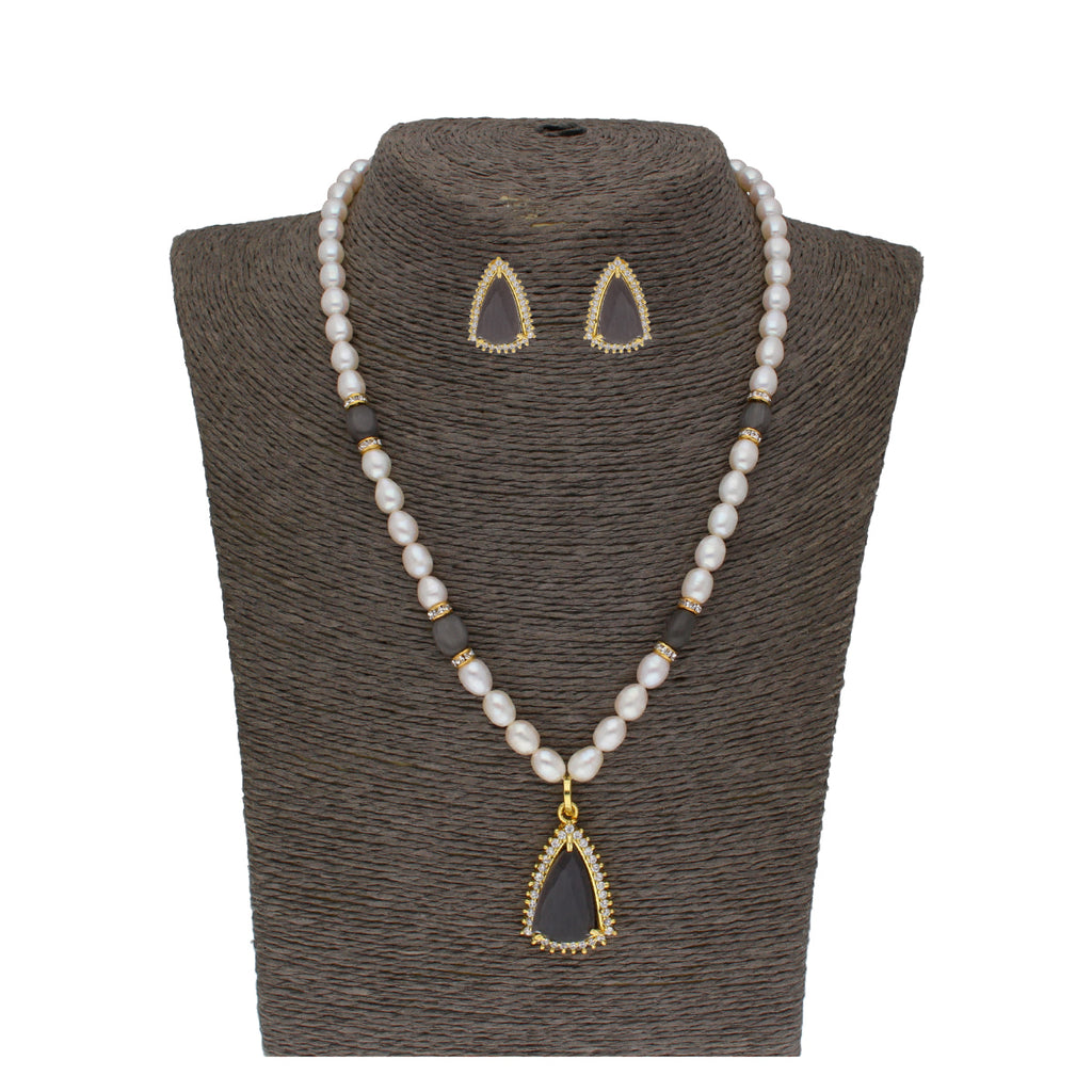J Pearls Riya 1 Line Oval Pearl Set - Real Pearl Jewelry | Grab2Buy