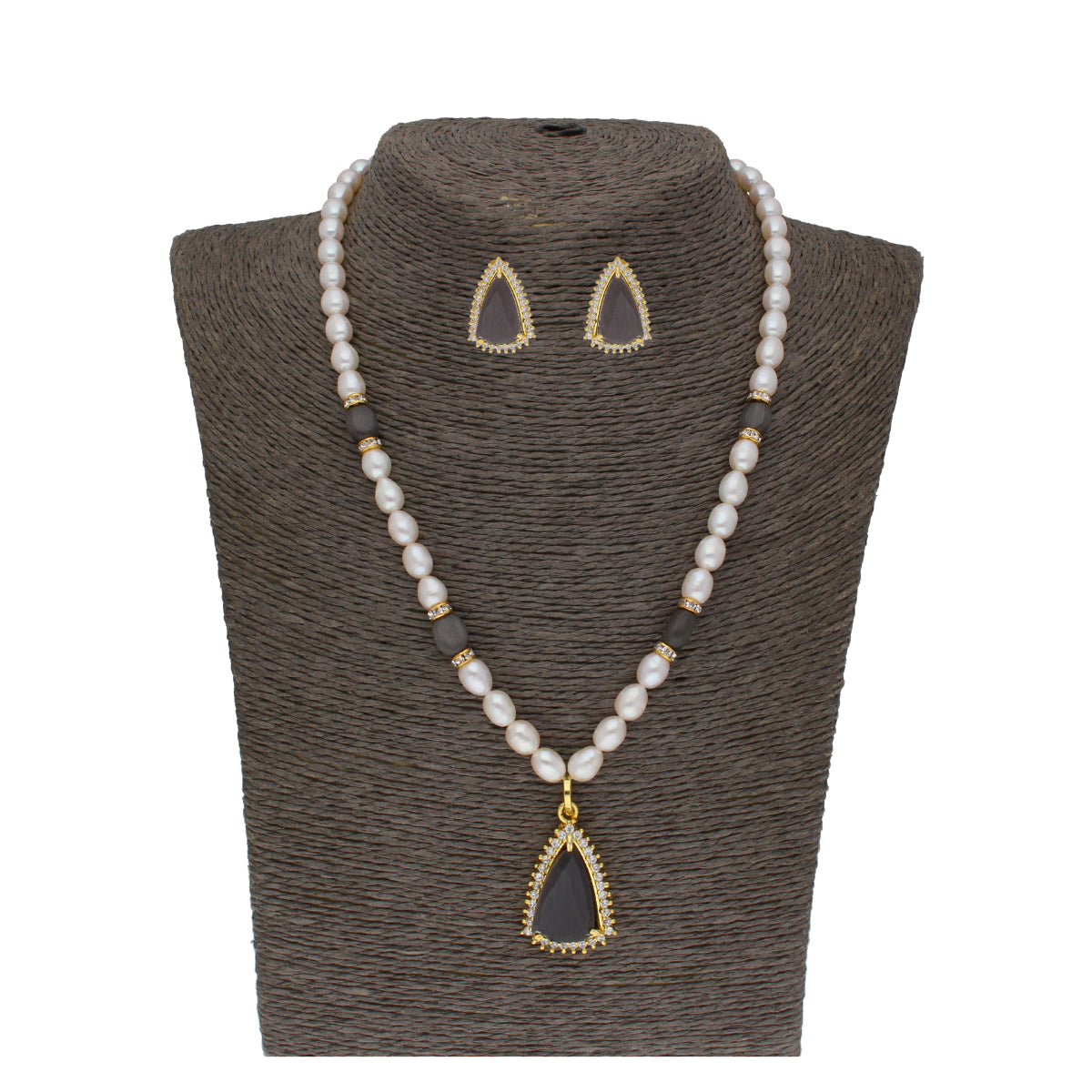 J Pearls Riya 1 Line Oval Pearl Set - Real Pearl Jewelry | Grab2Buy