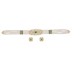 J Pearls Kavya 3 Lines Round Choker Set - Real Pearl Jewelry | Grab2Buy