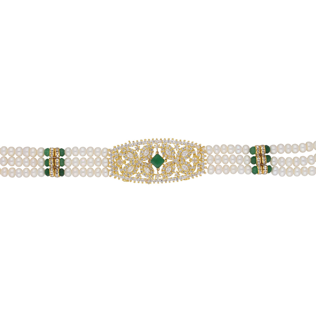 J Pearls Kavya 3 Lines Round Choker Set - Real Pearl Jewelry | Grab2Buy