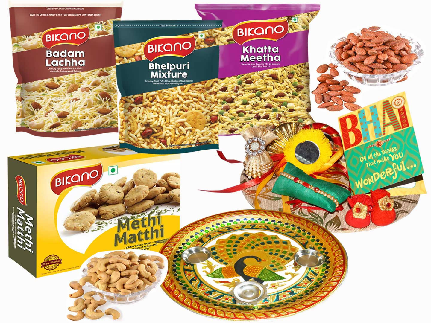 Bikano Favourites and Dryfruits Rakhi Puja Thali Gift | Grab2Buy