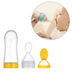 Safe-O-Kid Easy Set of 2 Squeezy Silicone Food Feeder Spoon (Soft Tip) Bottle- Yellow- 90mL | Grab2Buy