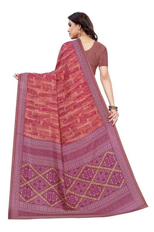 Vamika Printed Red Crepe Silk Saree (ICE RED) | Grab2Buy