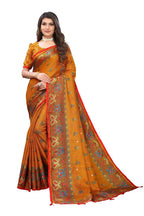 Vamika Mustard Jute Silk Mirror Work Saree | Grab2Buy