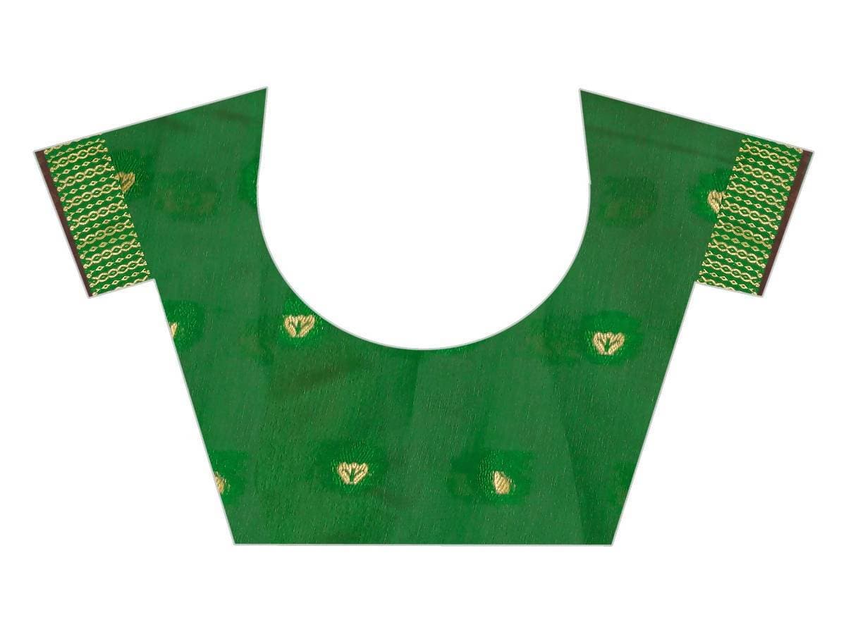 Vamika Banarasi Jaquard Red Weaving Saree With Green Blouse | Grab2Buy
