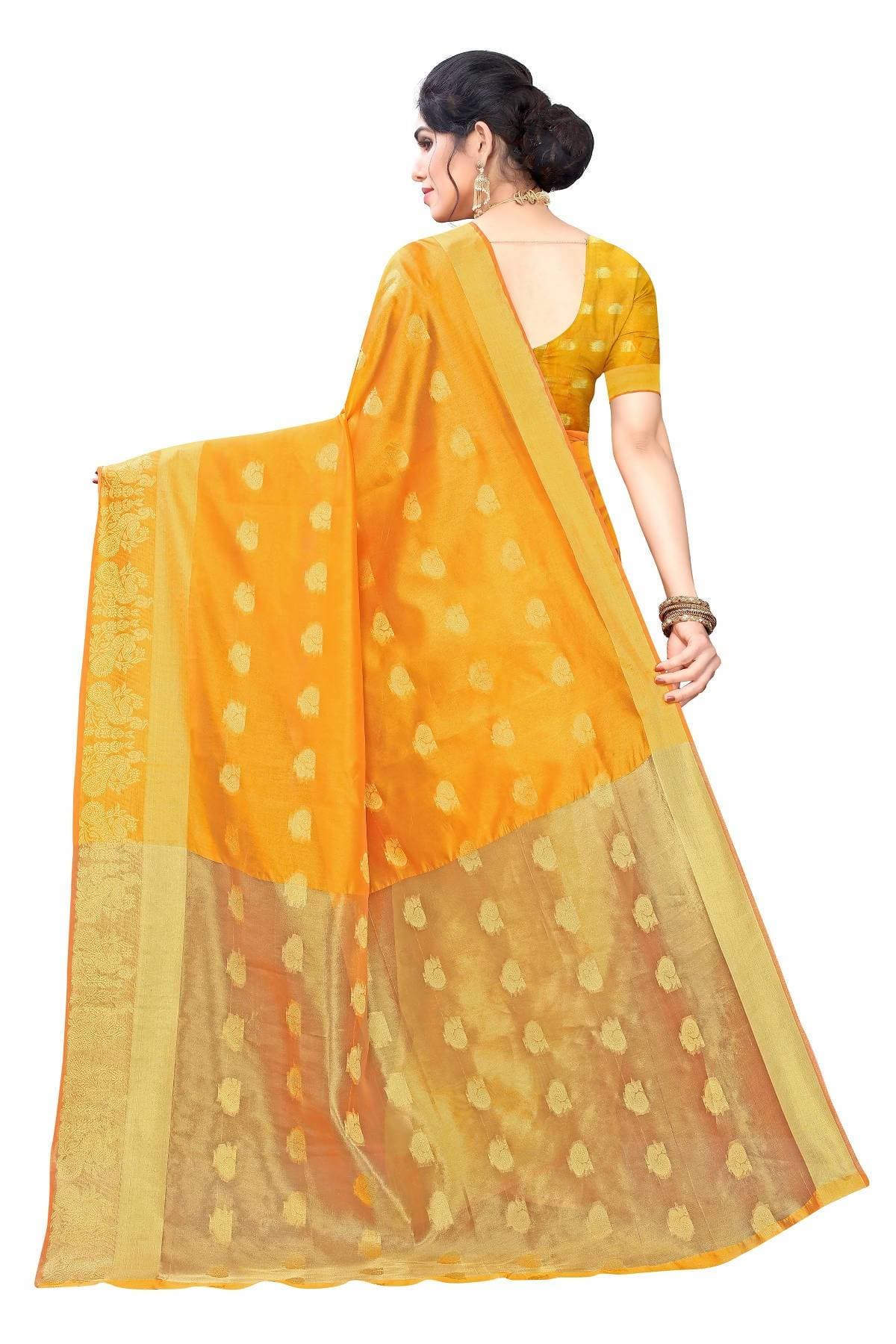 Vamika Banarasi Jacquard Weaving Yellow Saree | Grab2Buy