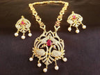 AD Ruby Peacock Necklace Set | Grab2Buy
