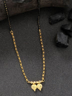 NVR Women's Gold-Polished Black Beaded Mangalsutra