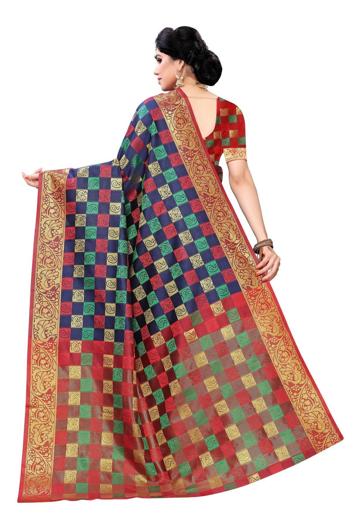 Vamika Banarasi Jaquard Navy Blue Designer Weaving Saree | Grab2Buy
