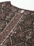 Yufta Women Black Ethnic Motifs Printed Pure Cotton Kurta with Trouser and Dupatta | Grab2Buy