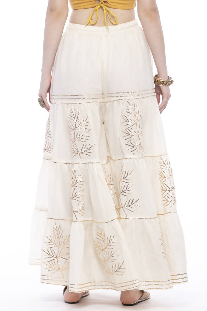 Mominos Fashion Cotton Off White Gotta Work Sharara For Girls | Grab2Buy