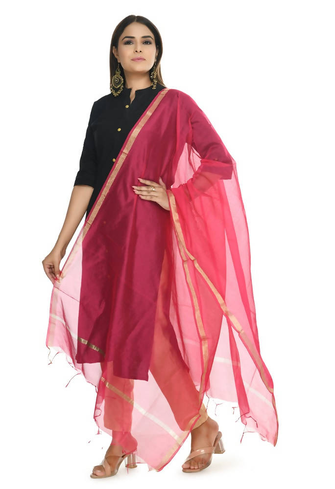 Mominos Fashion Magenta Banarsi Piping Dupatta | Grab2Buy