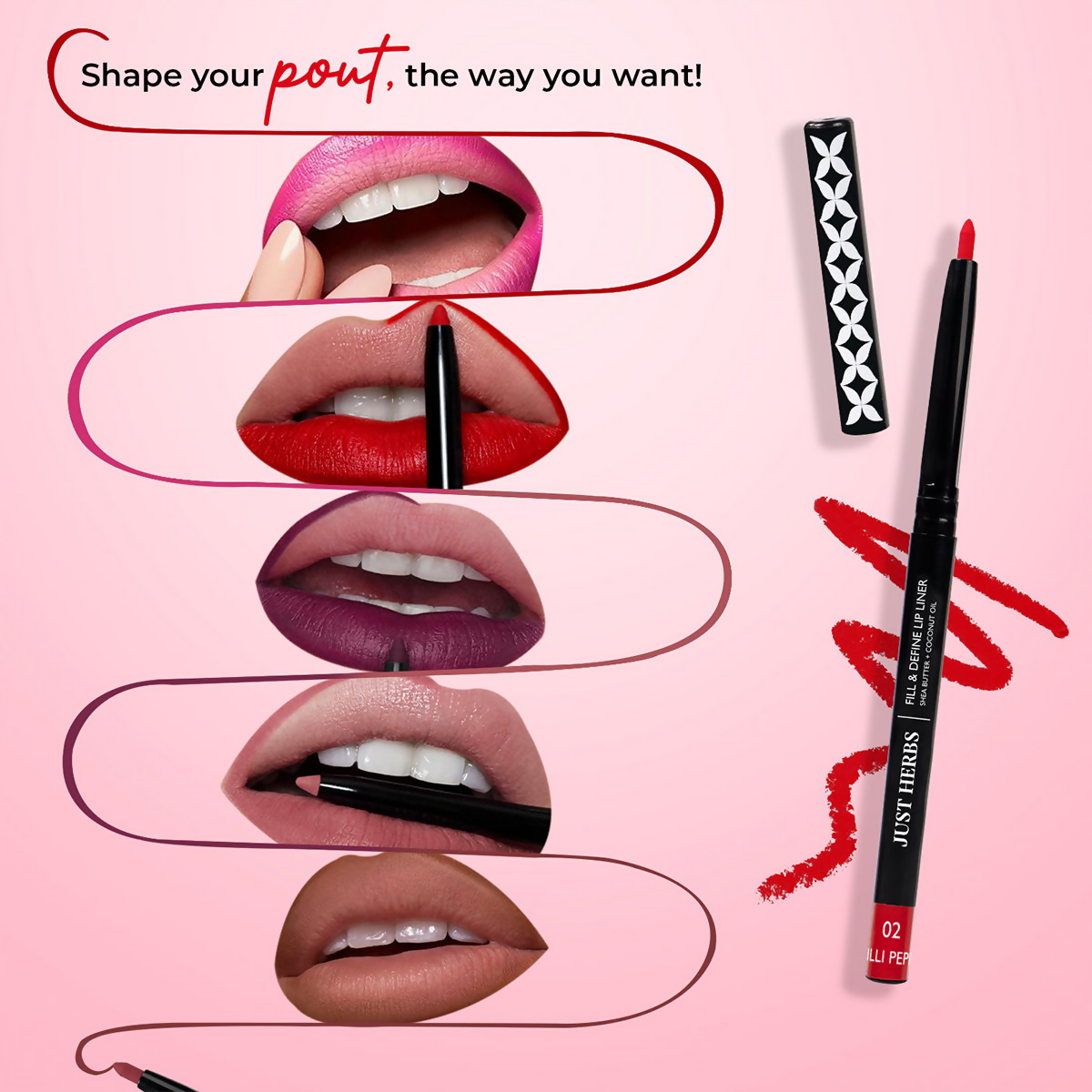 Just Herbs Fill & Define Lip Liner - Dirty Rose | Grab2Buy
