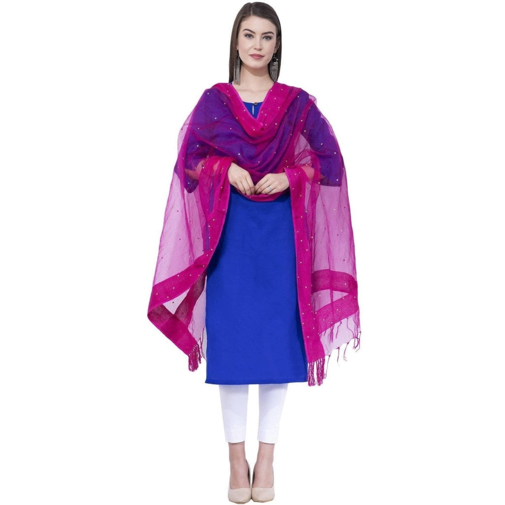 A R Silk Rani Color Chandna Orgenza Cotton Dupattas and Chunnis | Grab2Buy