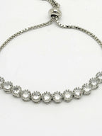 NVR Women Silver-Plated Handcrafted American Diamond Link Bracelet | Grab2Buy