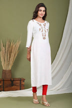 Yufta White Yoke Design Straight Kurta | Grab2Buy