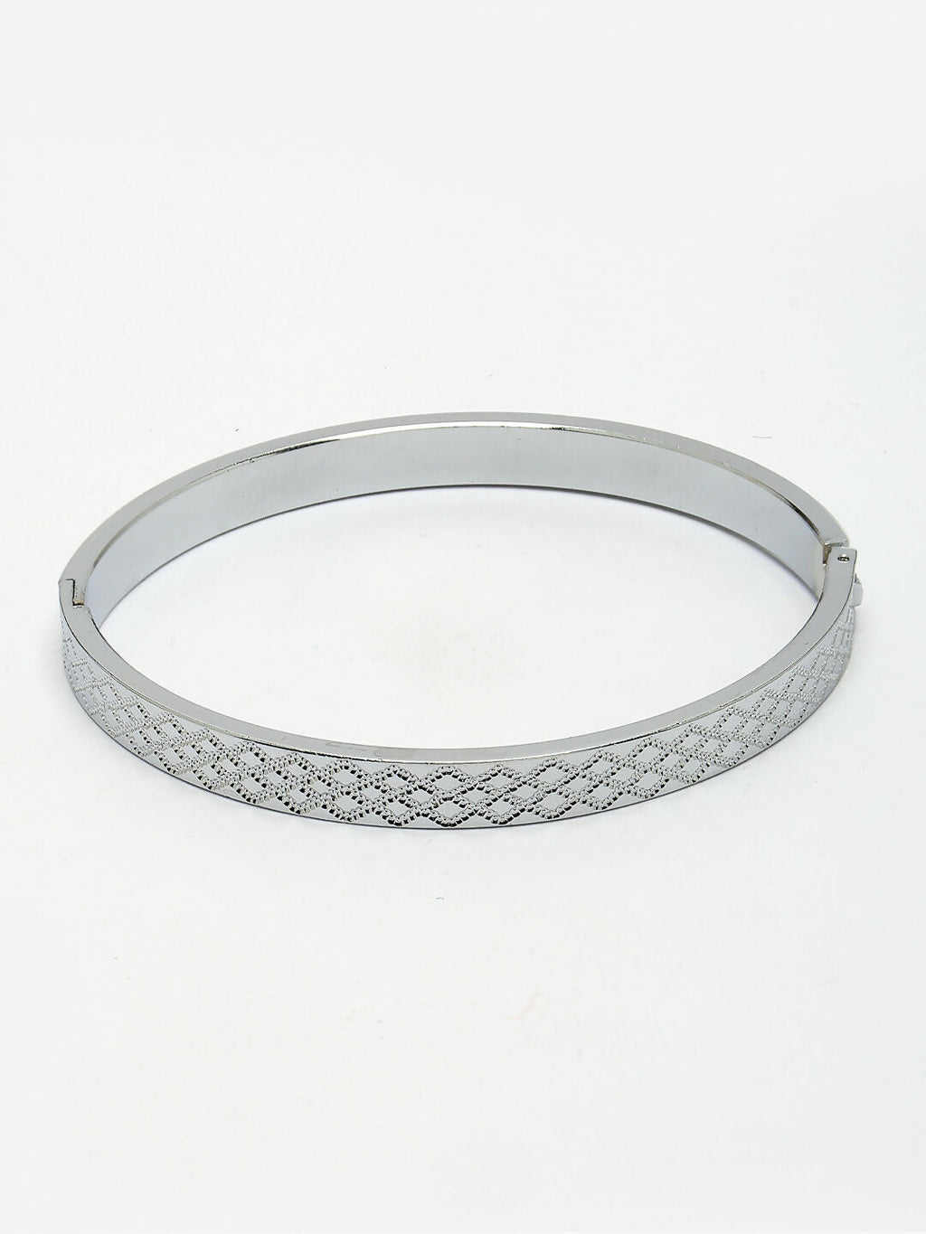 NVR Men's Silver-Plated Stainless Steel Kada Bracelet