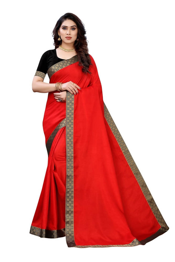 Vamika Red Dola Silk Border Saree (Kirti Red) | Grab2Buy