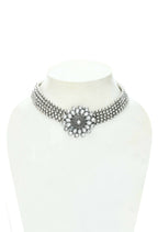 Mominos Fashion Johar Kamal Oxidised Silver-Plated Brass Finish Kundan Choker For Women (Silver) | Grab2Buy