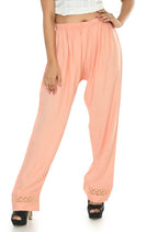Mominos Fashion Moeza Reyon Cotton Peach Color Straight Palazzo | Grab2Buy