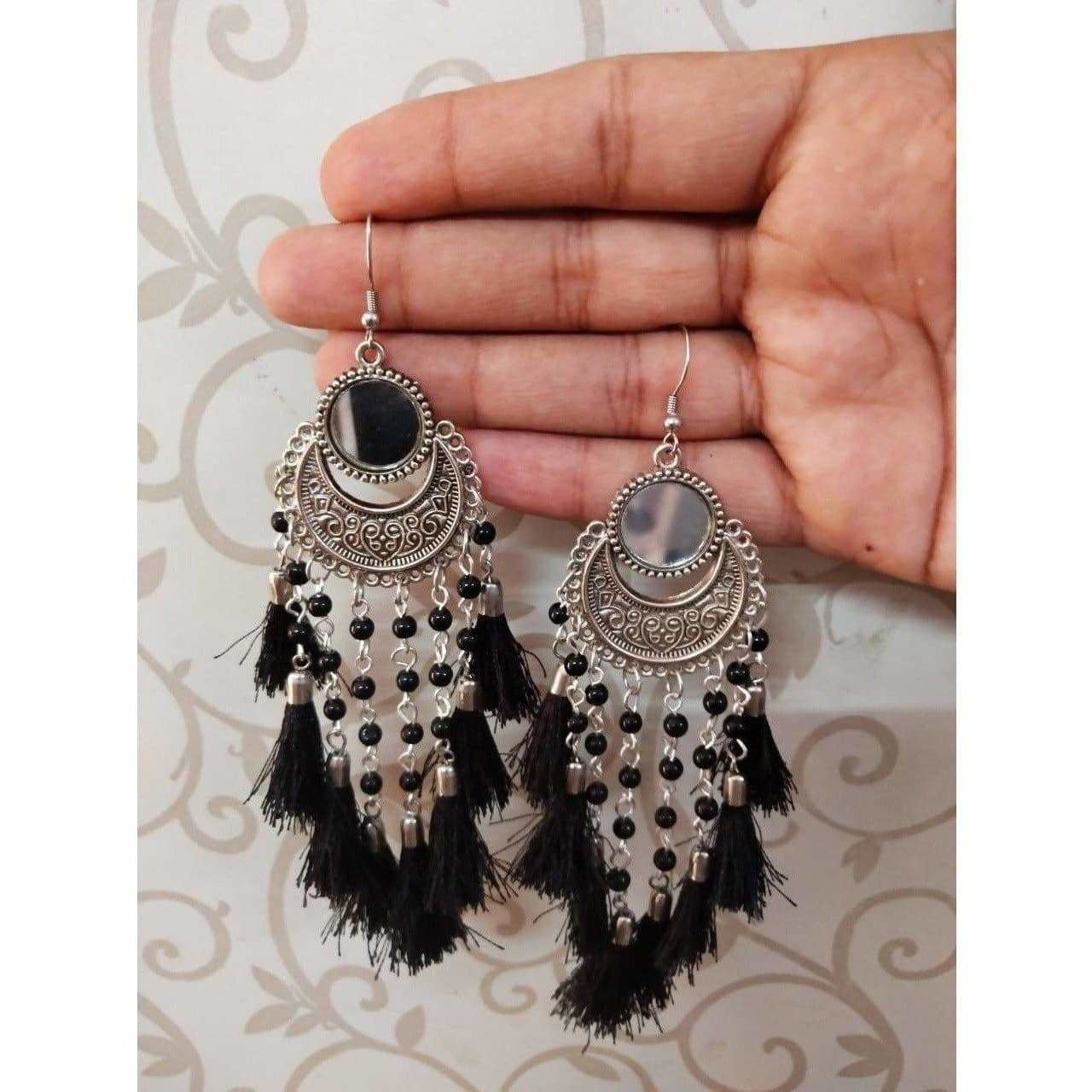 MS Fashion India Alloy Black Color Metal Drops And Danglers Chandbali Earrings | Grab2Buy