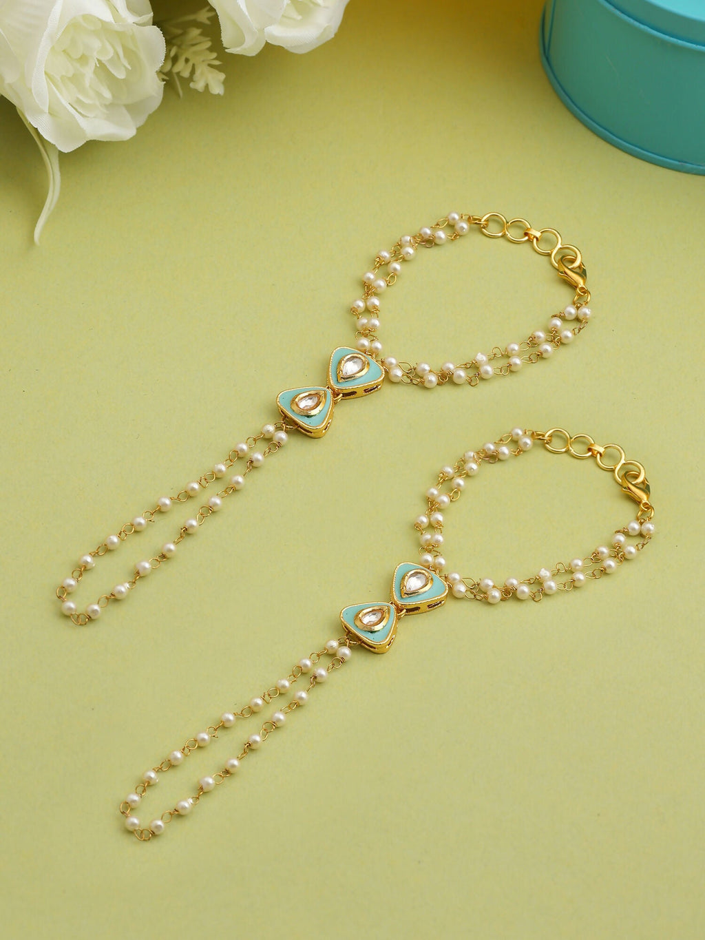 Ruby Raang Saanjh Pearl Hand Jewelry | Grab2Buy