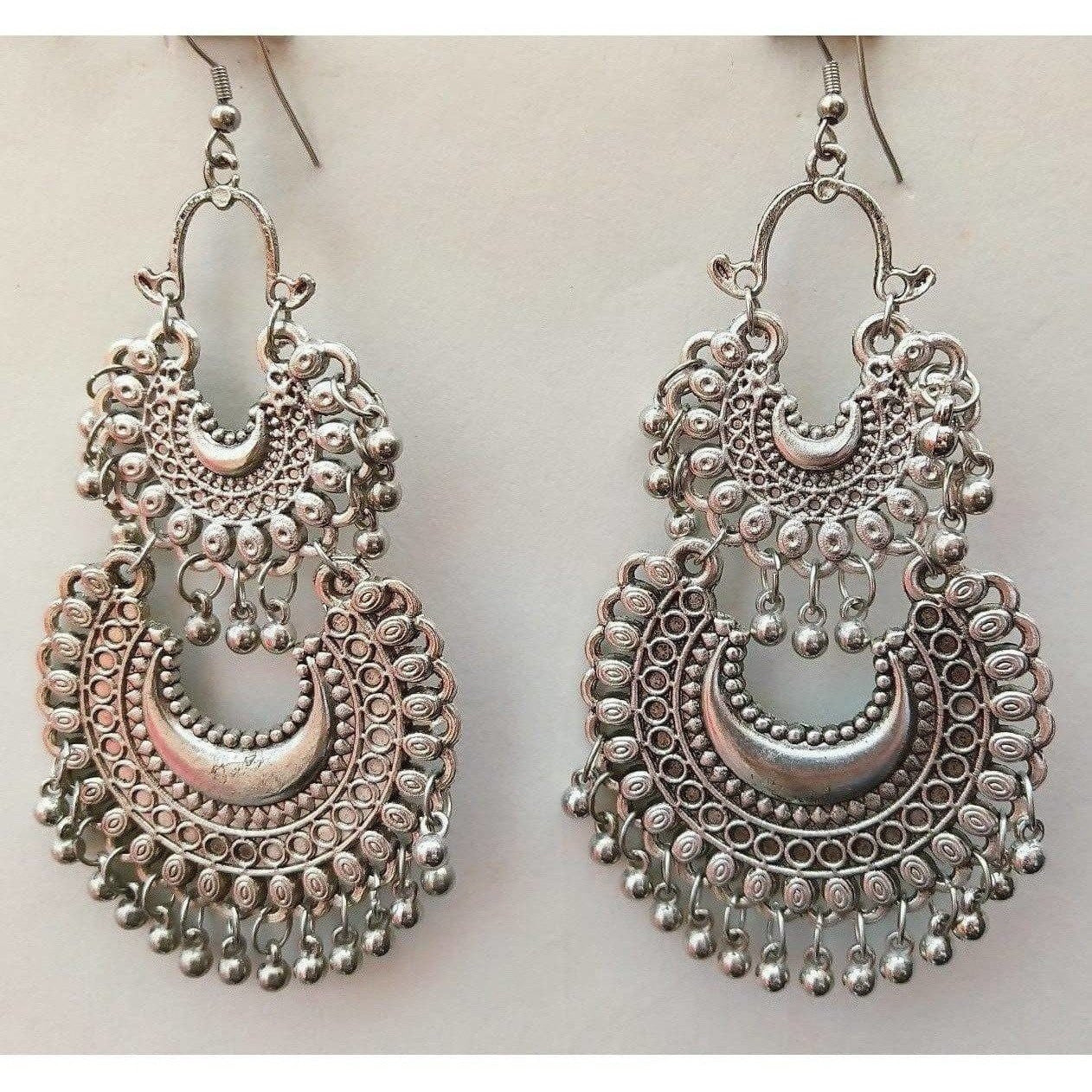MS Fashion India Fancy Silver Party Wear Tassel Beautiful Drops Earrings | Grab2Buy