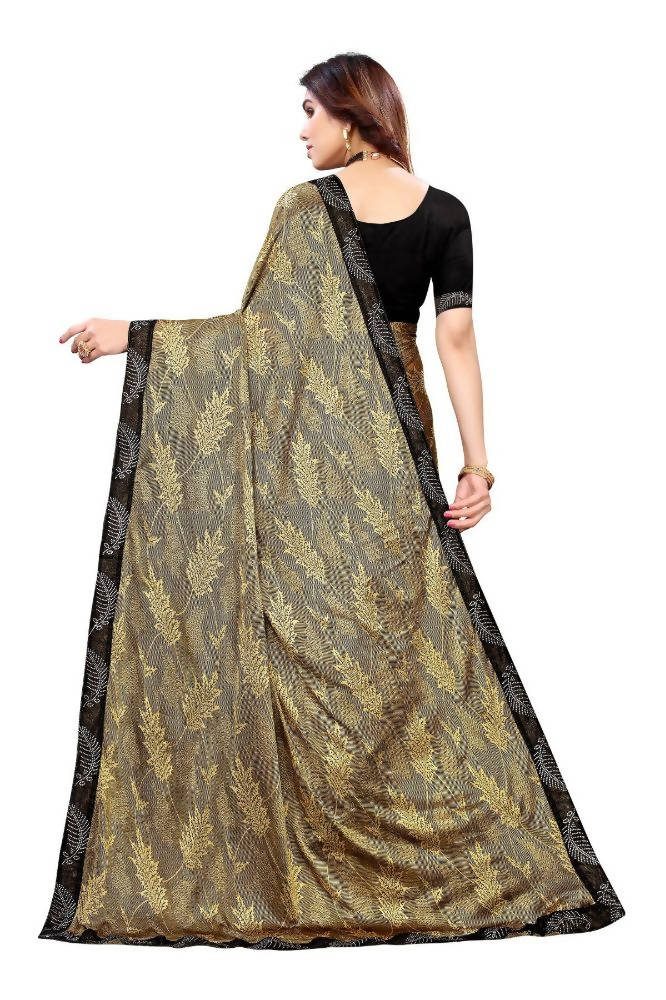 Vamika Golden Malai Silk Embroidery Saree | Grab2Buy