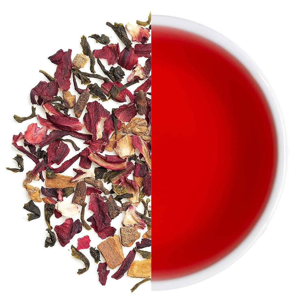 Grab2Buy Organic Hibiscus Cinnamon Clove Green Tea Loose Leaves
