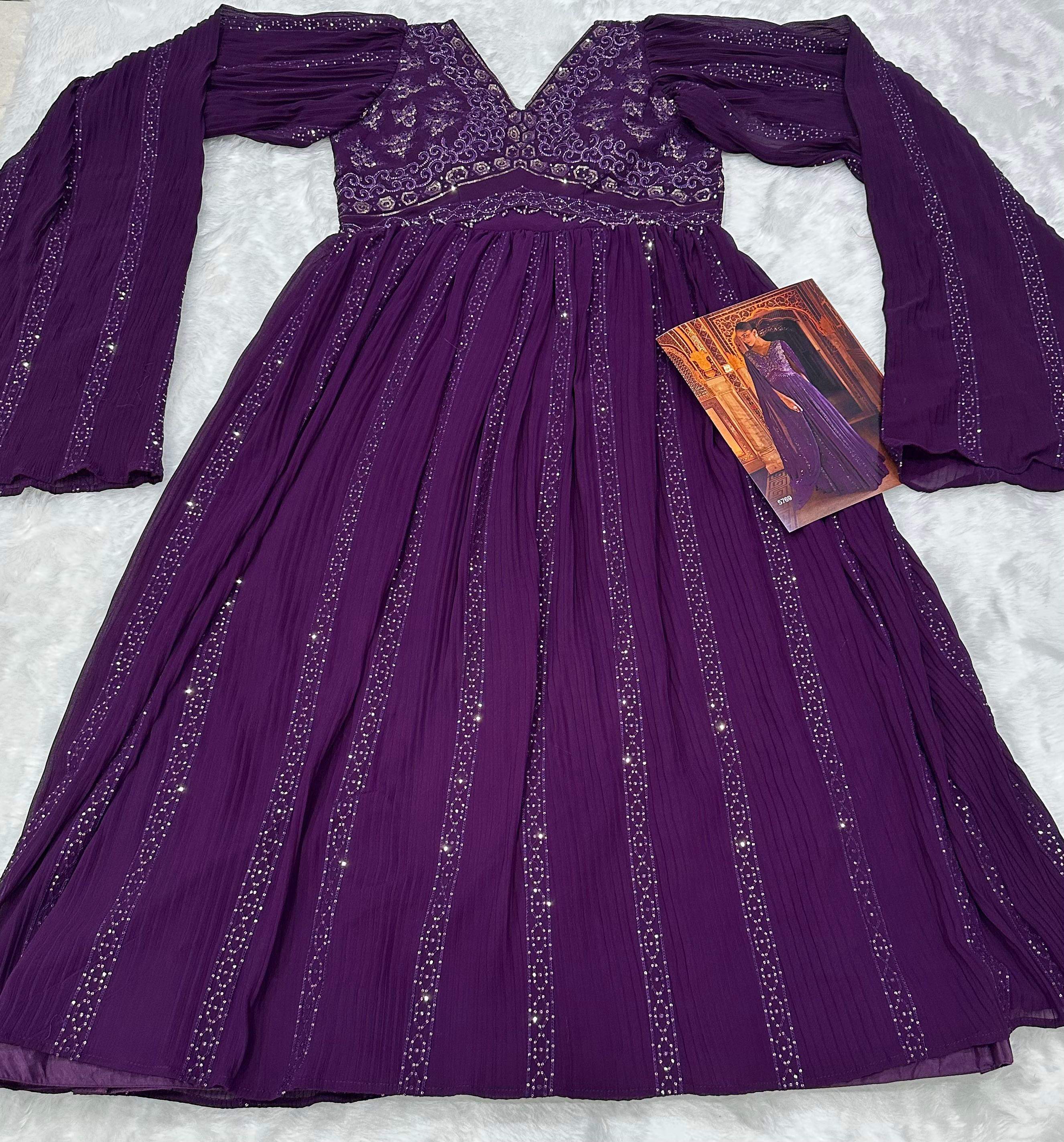 Aarshi Fashions Purple Geogette Wedding Gowns | Grab2Buy