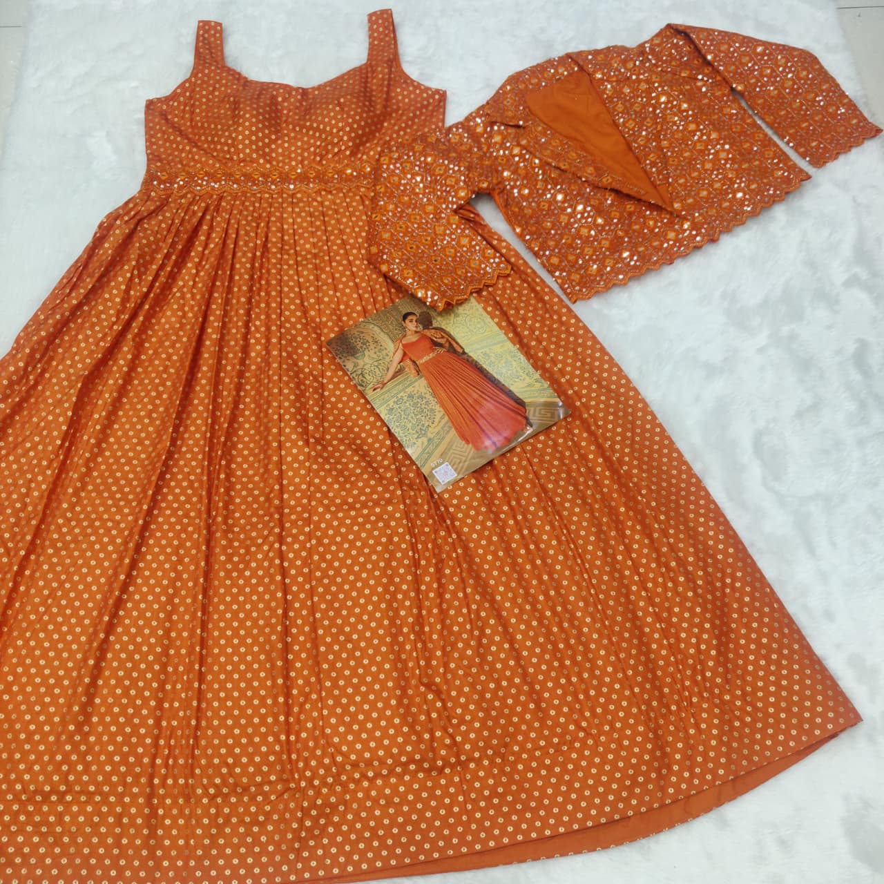 Aarshi Fashions Orange Silk Wedding Gowns | Grab2Buy