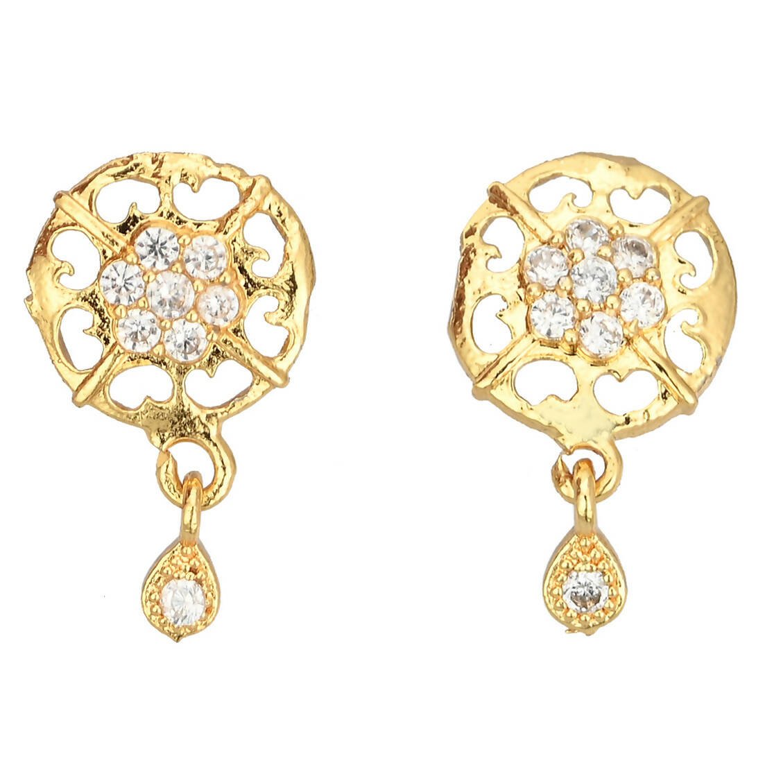 AanyaCentric Gold-Polished Mangalsutra with Pendant, 2 Pair Earrings | Grab2Buy