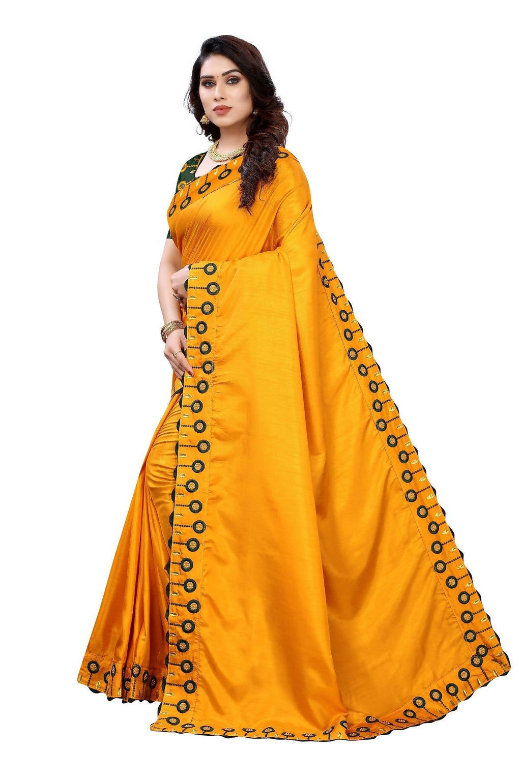 Vamika Mustard Dola Silk Embroidery Saree (SARIKA MUSTARD) | Grab2Buy