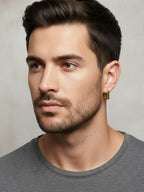 NVR Men's Gold Plated Geomatric Shaped Hoop Earrings | Grab2Buy