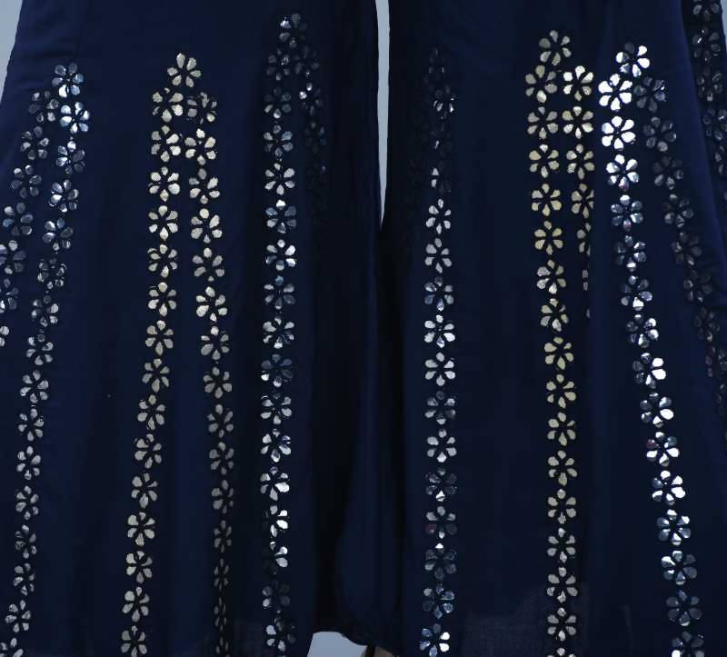 Mominos Fashion Navy Blue Mirror Palazzo | Grab2Buy