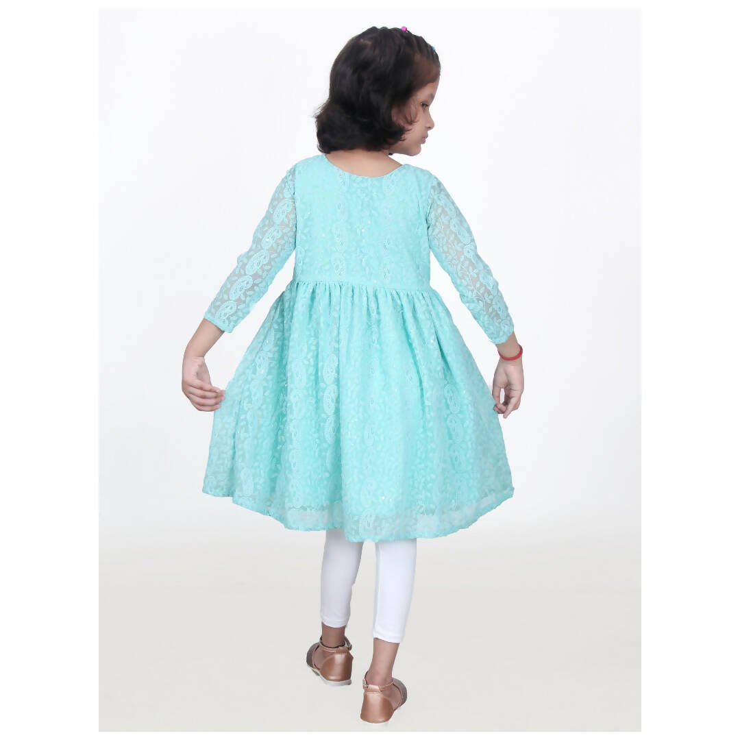 Akarshan viscose Lukhnowi Chikankari Anarkali kurta with Leggings - Green | Grab2Buy