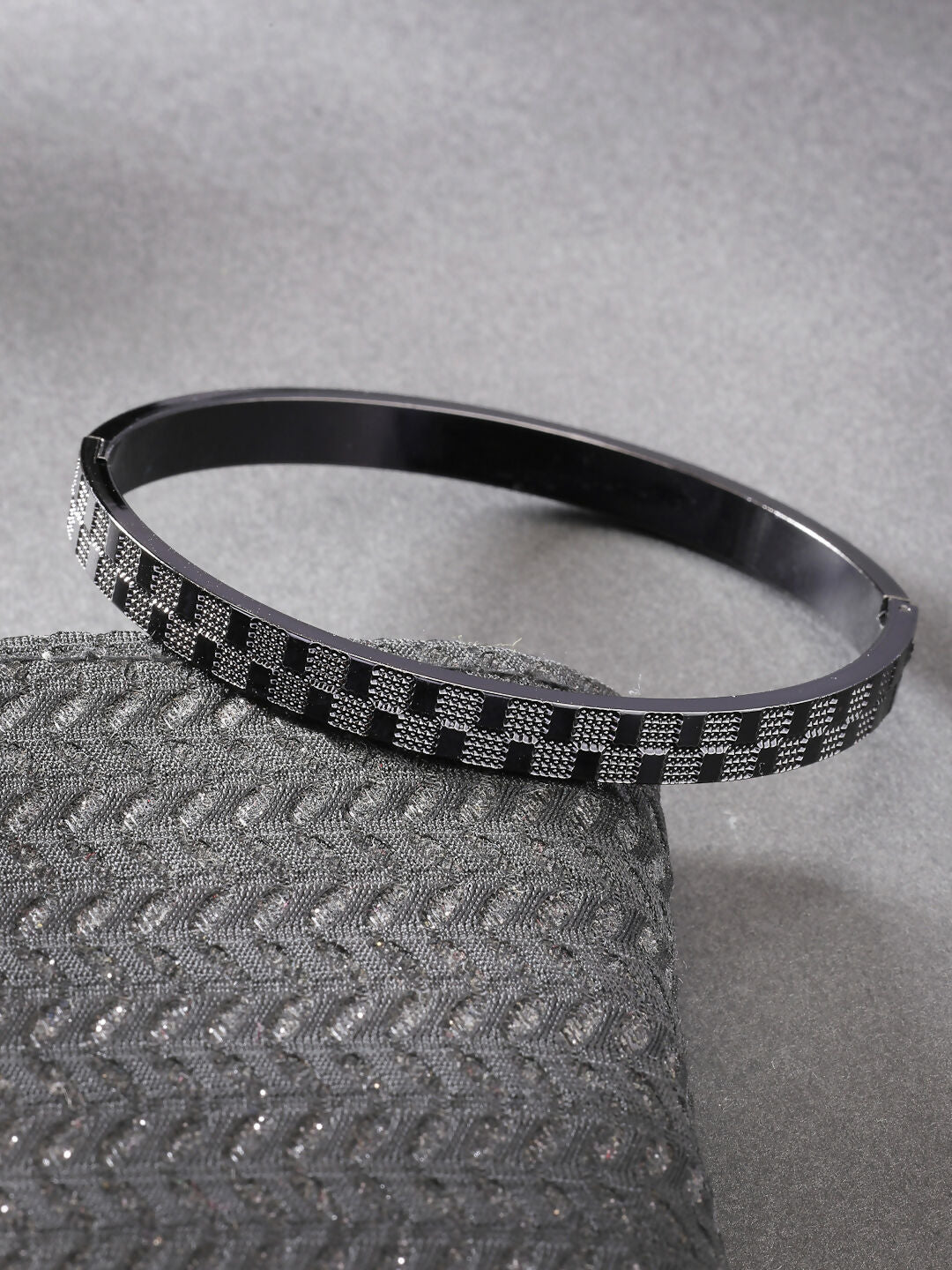 NVR Men's Set of 2 Gold & Black Rhodium-Plated Stainless Steel Kada Bracelet