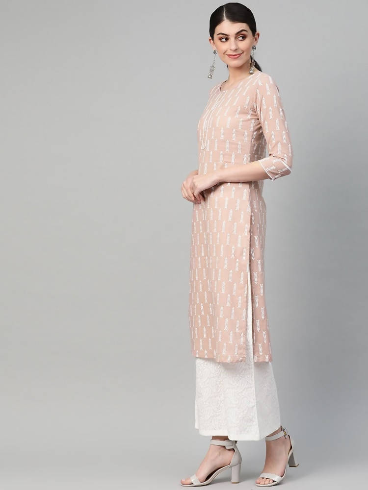 Yufta Women Mauve & White Printed Kurta with Palazzo & Dupatta | Grab2Buy