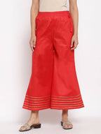 Myshka Women's Red Cotton Solid Casual Palazzo | Grab2Buy