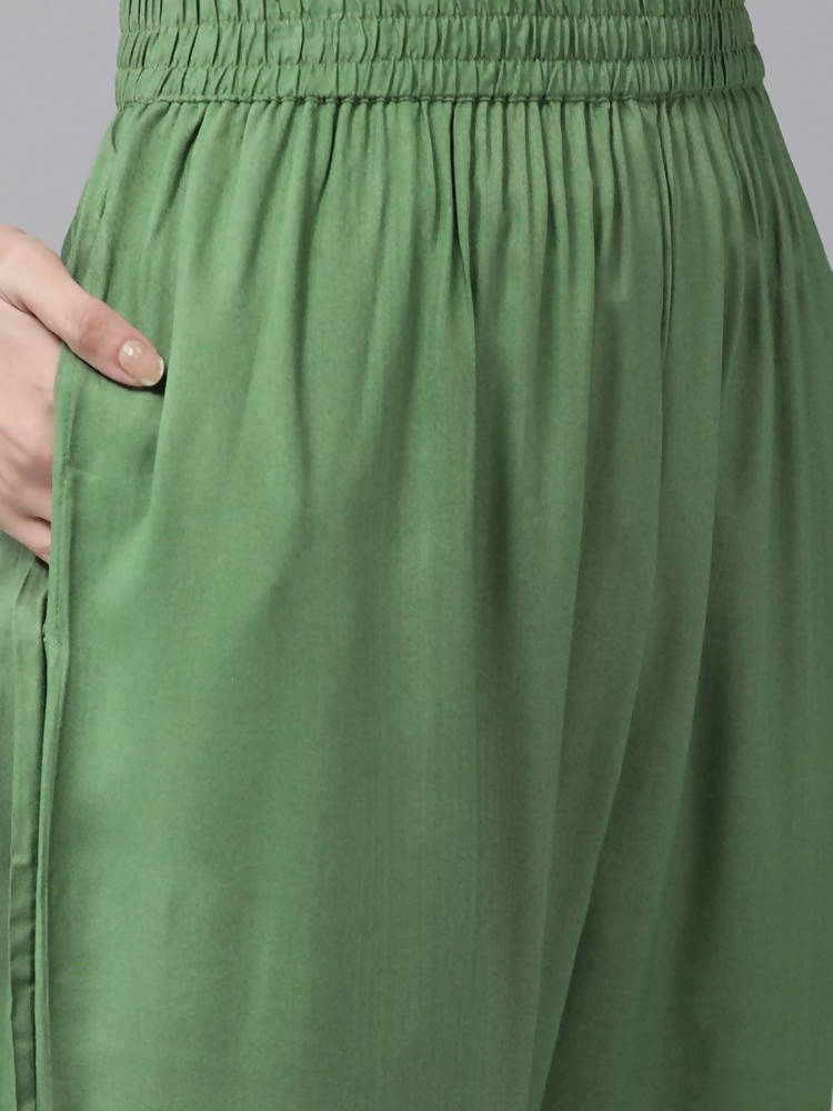 Yufta Green Printed Kurta With Trouser | Grab2Buy