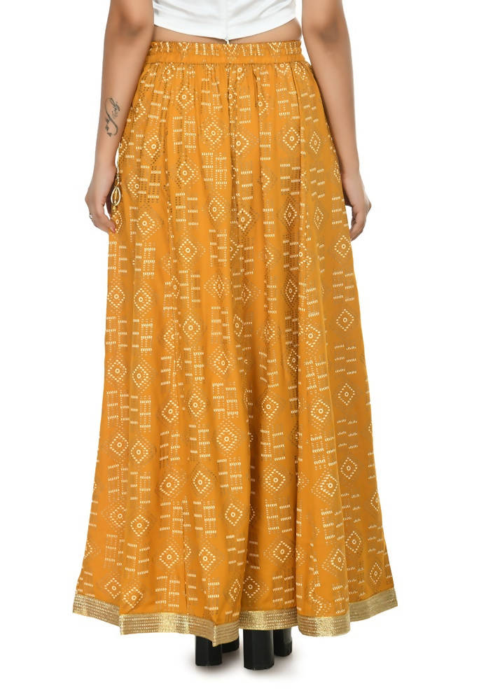 Mominos Fashion Moeza Cotton Mustard Color Printed Lehenga (Lancha) | Grab2Buy