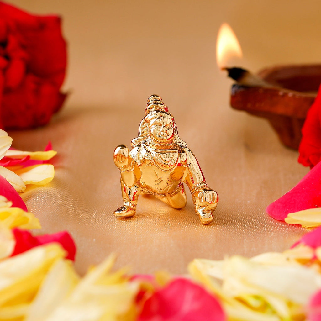 Estele Gold-Polished Divine Lord Krishna Idol for Home/Car Decor | Grab2Buy