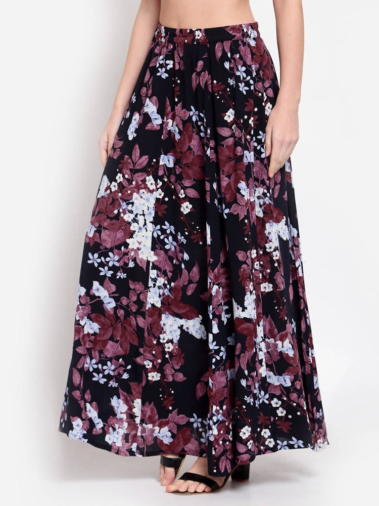 Myshka Women's Multi Printed Crepe Na Na Casual Skirt | Grab2Buy