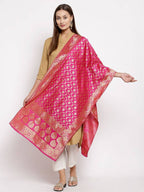 Myshka Women's Pink Silk Print Casual Dupatta | Grab2Buy