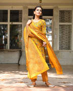 Kaajh Women's Yellow Floral Print Suit Set | Grab2Buy