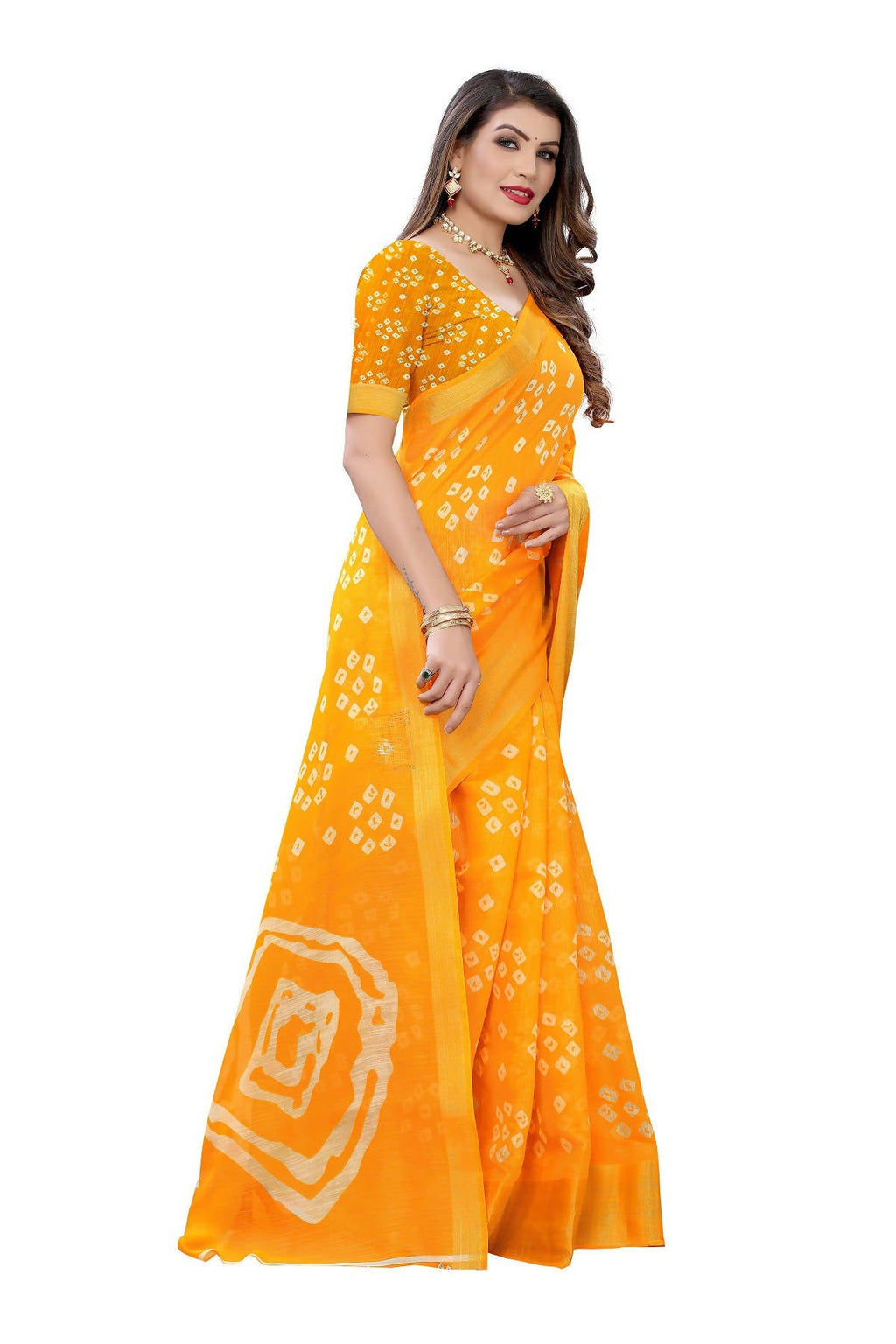 Vamika Stylish Orange Linen Jari Border Saree (RADHIKA ORANGE) | Grab2Buy