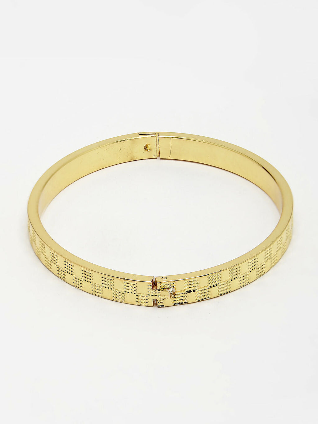 NVR Men's Gold-Polished Stainless Steel Kada Bracelet | Grab2Buy