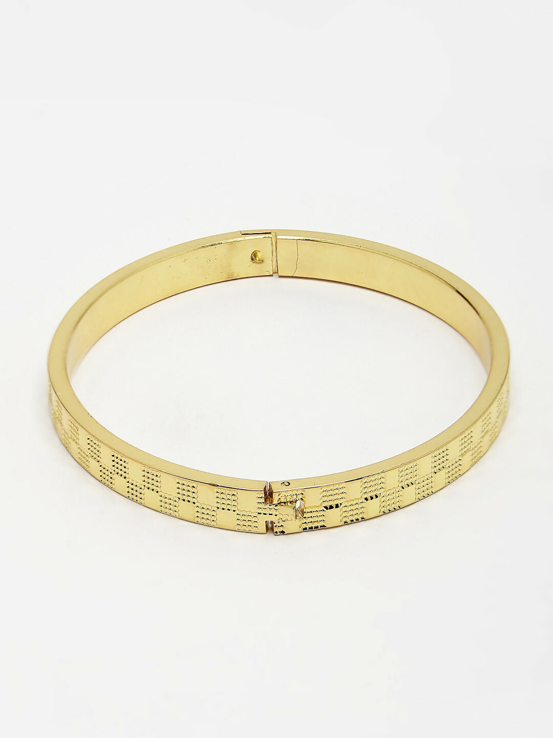 NVR Men's Gold-Polished Stainless Steel Kada Bracelet | Grab2Buy